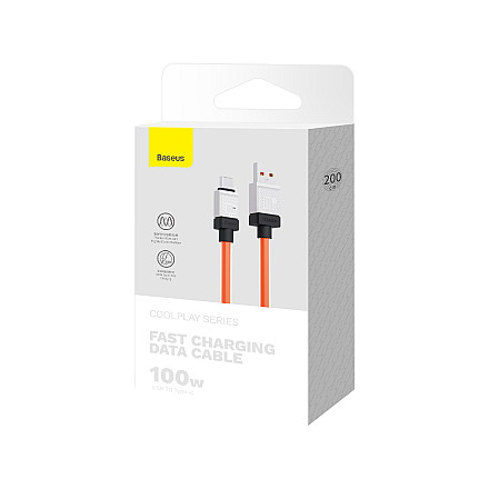 Кабель Baseus CoolPlay USB - USB-C 2m 100W Помранчевий - 8