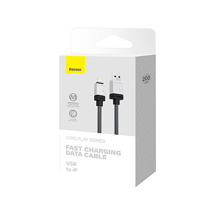 Кабель Baseus CoolPlay USB - Lightning 2m 2,4A Чорний - 8