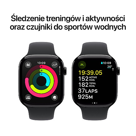 APPLE Watch Series 10 GPS, 42mm Onyks Aluminium Koperta, Sport Band Sportowy Pasek Black Czarny - S/M  - 4