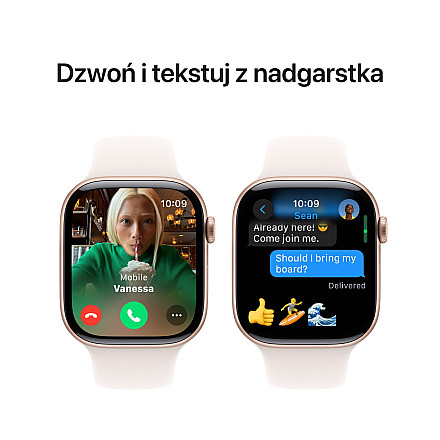 APPLE Watch Series 10 GPS, 42mm Złoty Róż Aluminium Koperta, Sport Band Sportowy Pasek Light Blush Łagodny Róż - S/M - 6