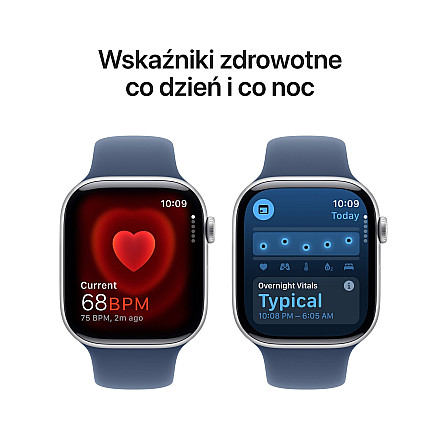 APPLE Watch Series 10 GPS, 42mm Srebrny Aluminium Koperta, Sport Band Sportowy Pasek Denim Niebieski - S/M - 4