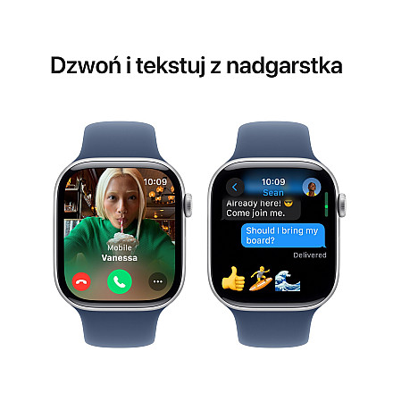 APPLE Watch Series 10 GPS, 42mm Srebrny Aluminium Koperta, Sport Band Sportowy Pasek Denim Niebieski - S/M - 6