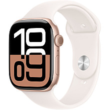 APPLE Watch Series 10 GPS, 42mm Złoty Róż Aluminium Koperta, Sport Band Sportowy Pasek Light Blush Łagodny Róż - M/L