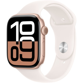 APPLE Watch Series 10 GPS, 42mm Złoty Róż Aluminium Koperta, Sport Band Sportowy Pasek Light Blush Łagodny Róż - M/L