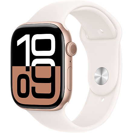 APPLE Watch Series 10 GPS, 42mm Złoty Róż Aluminium Koperta, Sport Band Sportowy Pasek Light Blush Łagodny Róż - M/L - 1