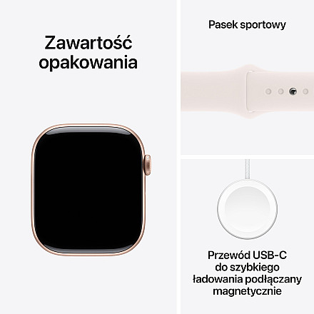 APPLE Watch Series 10 GPS, 42mm Złoty Róż Aluminium Koperta, Sport Band Sportowy Pasek Light Blush Łagodny Róż - M/L - 7