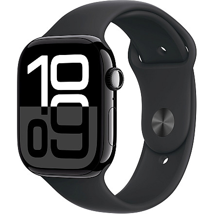 APPLE Watch Series 10 GPS, 46mm Onyks Aluminium Koperta, Sport Band Sportowy Pasek Black Czarny - M/L  - 1