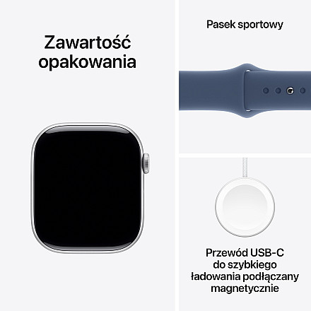 APPLE Watch Series 10 GPS, 46 мм, корпус з алюмінію кольору срібного, спортивний ремінець M/L, синій - 7