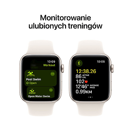 APPLE Watch SE 2024 GPS, 40mm Księżycowa Poświata Aluminium Koperta, Sport Band Sportowy Pasek Starlight Księżycowa Poświata - S/M   - 6