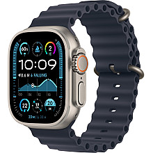 APPLE Watch Ultra 2, GPS + Cellular, 49mm Naturalny Titanium Koperta, Pasek Ocean Band Navy Granatowy