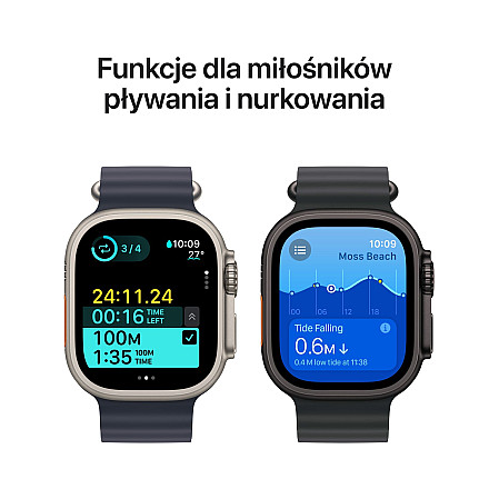 APPLE Watch Ultra 2, GPS + Cellular, 49mm Naturalny Titanium Koperta, Pasek Ocean Band Navy Granatowy - 5
