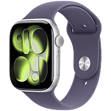 Apple Watch Series 11 GPS 46mm, Silver Srebrny Aluminium Koperta, Sport Band Sportowy Pasek Purple Fog Mleczny Fiolet - M/L