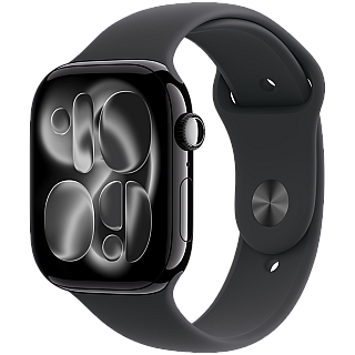 APPLE Watch Series 11 GPS, 46mm Black Czarny Aluminium Koperta, Sport Band Sportowy Pasek Black Czarny - S/M  