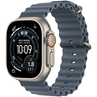 APPLE Watch Ultra 3, GPS + Cellular 49mm Tytan Natural Titanium Koperta, Pasek Ocean Band Anchor Blue Marynarskiego Granat