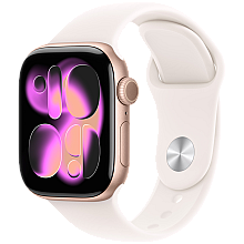 APPLE Watch Series 11 GPS 42mm, Złoty Róż Rose Gold Aluminium Koperta, Sport Band Sportowy Pasek Light Blush Łagodny Róż - M/L