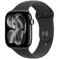 APPLE Watch Series 11 GPS 46mm, Black Czarny Aluminium Koperta, Sport Band Sportowy Pasek Black Czarny - M/L