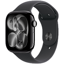 APPLE Watch Series 11 GPS 46mm, Black Czarny Aluminium Koperta, Sport Band Sportowy Pasek Black Czarny - M/L