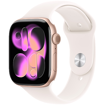 APPLE Watch Series 11 GPS 46mm, Złoty Róż Aluminium Koperta, Sport Band Sportowy Pasek Light Blush Łagodny Róż - S/M - 1