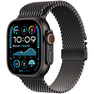 Apple Watch Ultra 2 GPS + Cellular 49mm Koperta Tytanowa Czarny Bransoleta Mediolańska Tytan Czarny - M