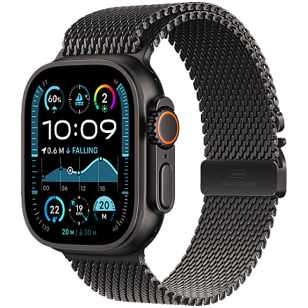 Apple Watch Ultra 2 GPS + Cellular 49mm Koperta Tytanowa Czarny Bransoleta Mediolańska Tytan Czarny - M - 1