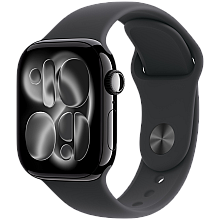 APPLE Watch Series 11 GPS 42mm, Black Czarny Aluminium Koperta, Sport Band Sportowy Pasek Black Czarny - M/L