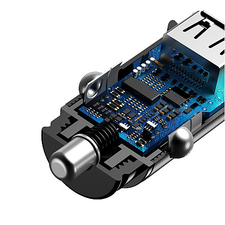 Ładowarka samochodowa Baseus Square Metal 2x USB 30W QC 3.0 czarna - 6