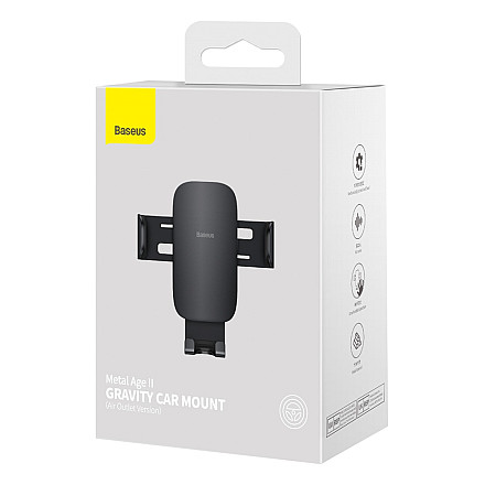 Uchwyt Samochodowy Baseus Metal Age II Czarny Grawitacyjny do Kratki - 10