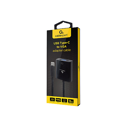 Cablexpert | Kabel przejściowy z USB typu C na VGA | A-CM-VGAF-01 | Czarny | USB typu C | VGA | 0,15 m - 4