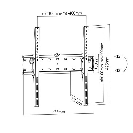 Gembird | Uchwyt ścienny | WM-55T-02 | 32-55 " | Maksymalna waga (udźwig) 40 kg | Czarny - 2