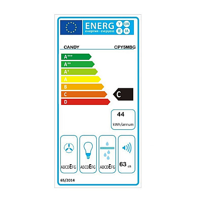 Candy | Okap | CPY5MBG | Okap | Klasa efektywności energetycznej C | Szerokość 52 cm | 298 m³/h | Sterowanie mechaniczne | LED | Czarne szkło - 5