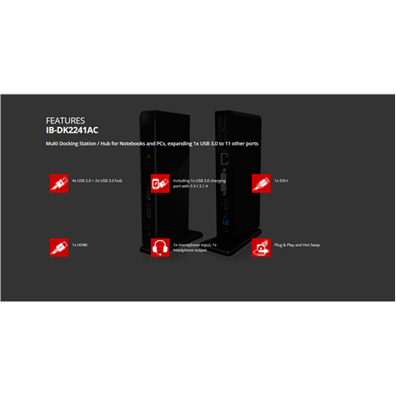 Raidsonic | ICY BOX | Stacja dokująca IB-DK2241AC | Stacja dokująca USB-A | Gwarancja 12 miesięcy - 5