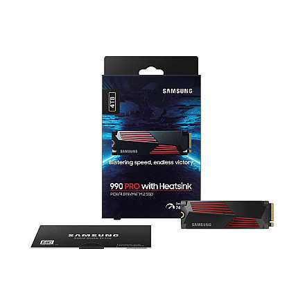 Samsung | 990 PRO z radiatorem | 4000 GB | Format SSD M.2 2280 | Interfejs SSD M.2 NVME | Prędkość odczytu 7450 MB/s | Prędkość zapisu 6900 MB/s - 4