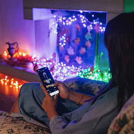 Twinkly|Strings Smart LED Lights 100 RGB (Multicolor), 8m, czarny przewód|RGB - 16M+ kolorów - 5