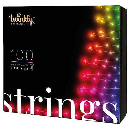 Twinkly|Strings Smart LED Lights 100 RGB (Multicolor), 8m, czarny przewód|RGB - 16M+ kolorów - 1