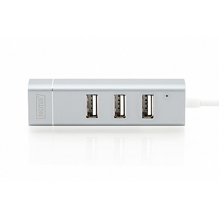 Digitus | 3-portowy koncentrator USB typu C + karta sieciowa Fast Ethernet | DA-70253 - 2