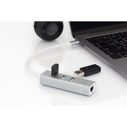 Digitus | 3-portowy koncentrator USB typu C + karta sieciowa Fast Ethernet | DA-70253 - 5