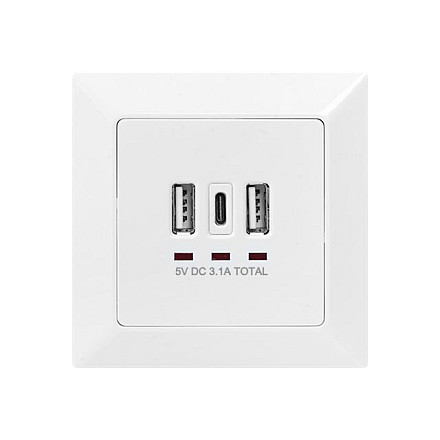 Gniazdo Digitus | z portami USB A i USB-C, montaż podtynkowy - 2
