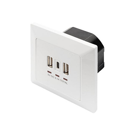 Gniazdo Digitus | z portami USB A i USB-C, montaż podtynkowy - 1