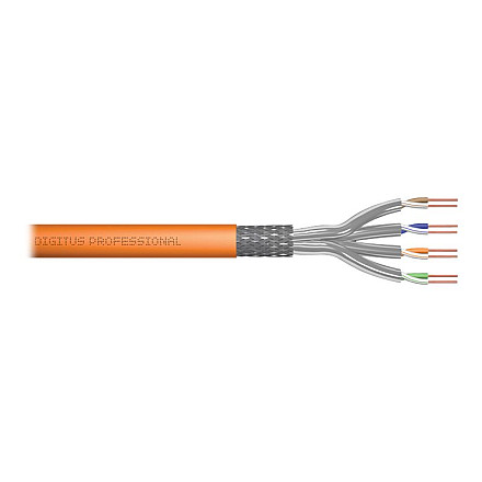 Кабель інсталяційний Digitus CAT 7 S-FTP, 1200 MHz Dca (EN 50575), AWG 23/1, котушка 100 м, DX, помаранчевий | Digitus - 1