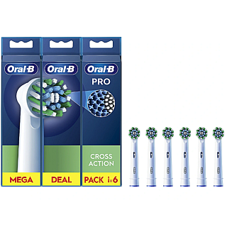 Oral-B | Wymienne główki szczoteczki do zębów | EB50RX-6 Cross Action Pro | Główki | Dla dorosłych | Liczba główek szczoteczki w zestawie 6 | Biały