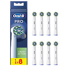 Oral-B | Wymienne główki szczoteczki do zębów | EB50RX-8 Cross Action Pro | Główki | Dla dorosłych | Liczba główek szczoteczki w zestawie 8 | Biały