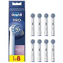 Oral-B | Wymienne główki szczoteczki do zębów | EB60X-8 Sensitive Clean Pro | Główki | Dla dorosłych | Liczba główek szczoteczki w zestawie 8 | Biały