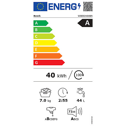 Пральна машина Bosch WGE0240ASN Клас енергетичної ефективності A - 7