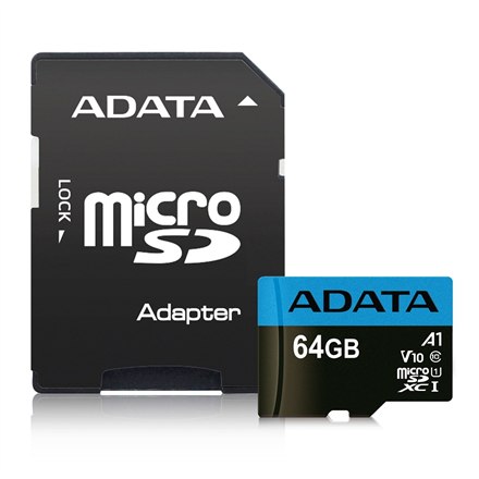 ADATA | Premier | UHS-I | 64 GB | MicroSDXC | Памʼять flash klasy 10 | Адаптер - 2