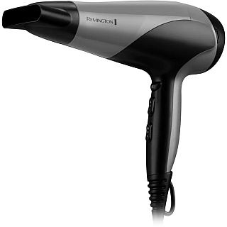 Suszarka do włosów Remington | D3190S | 2200 W | Liczba ustawień temperatury 3 | Funkcja jonizacji | Dysza dyfuzora | Szary/czarny