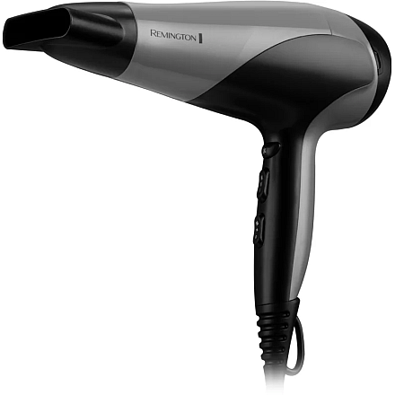 Suszarka do włosów Remington | D3190S | 2200 W | Liczba ustawień temperatury 3 | Funkcja jonizacji | Dysza dyfuzora | Szary/czarny - 1
