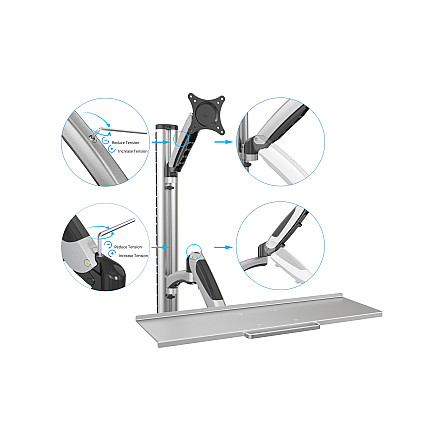 Digitus | Uchwyt ścienny | Stacja robocza | Regulowana wysokość, pochylenie, obrót | 27 " | Maksymalna waga (udźwig) 6 kg | Srebrny - 2