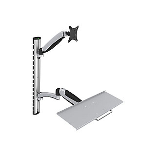 Digitus | Uchwyt ścienny | Stacja robocza | Regulowana wysokość, pochylenie, obrót | 27 " | Maksymalna waga (udźwig) 6 kg | Srebrny