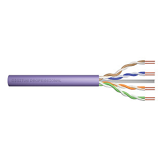 Кабель Digitus Cat.6 U/UTP, 305 м, симплекс, Eca (EN 50575), AWG 23/1, паперова коробка 305 м, SX, фіолетовий
