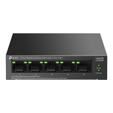 TP-LINK LS105GP 5-Port Gigabit Desktop Switch with  4-Port PoE+ - 1